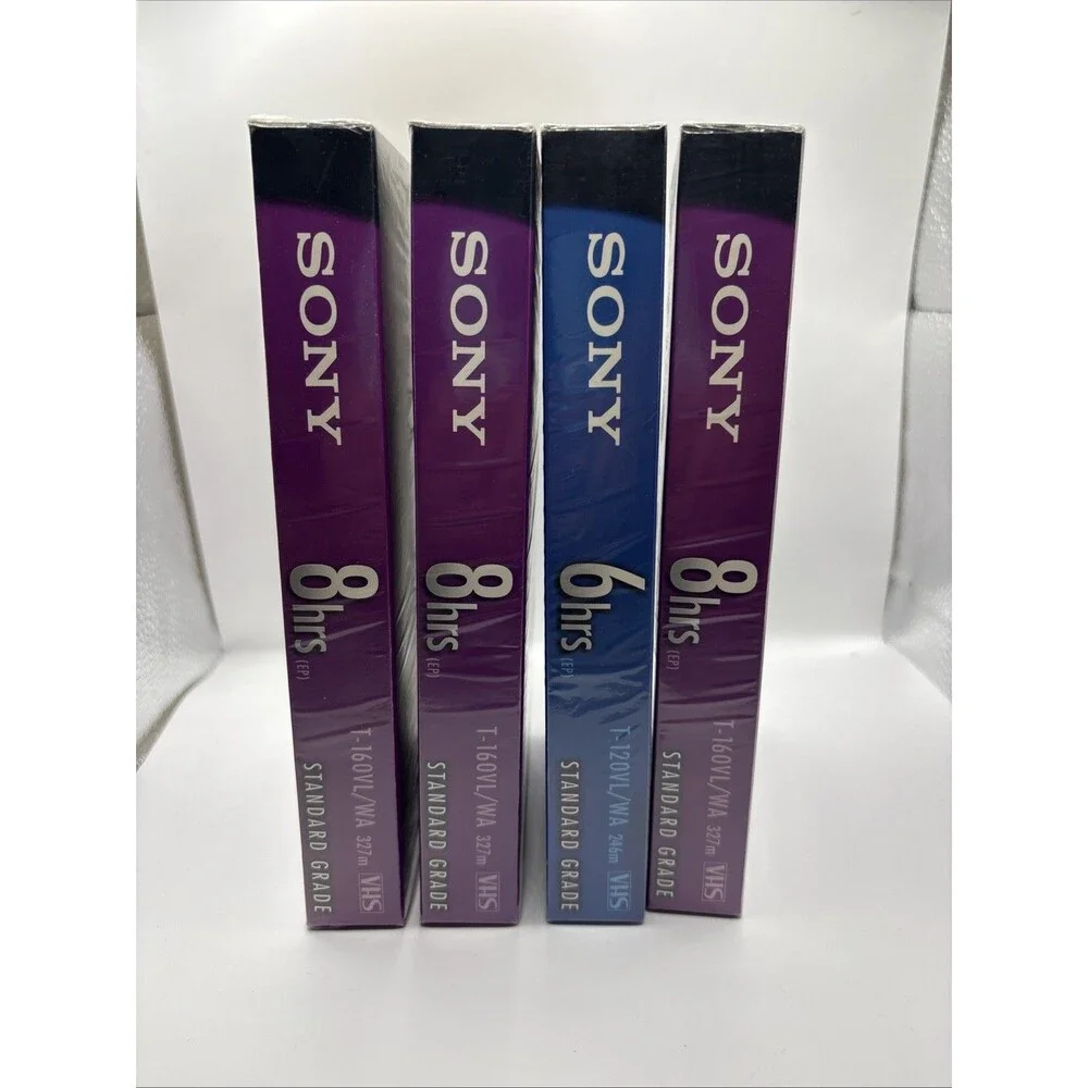 Lot of 4 Sony Premium Grade T-160 VHS Blank Video Tapes New Sealed 3 8 Hour EP